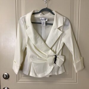 Victor Costa Off-White Cream Wrap Special Occasion Blouse SZ 8 EUC